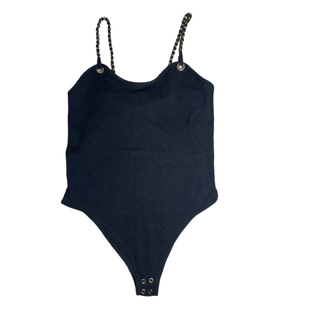 Women's XL Bodysuit Chain Straps Black NWT